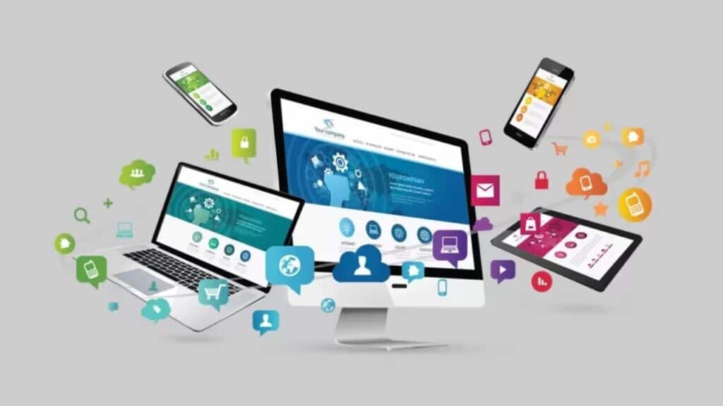 Monitor com telas de design de sites